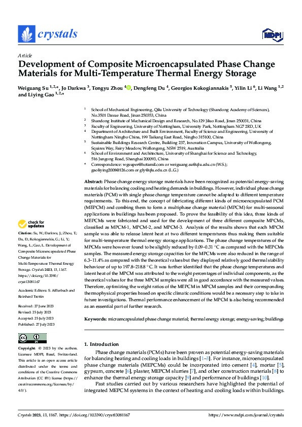 Development of Composite Microencapsulated Phase Change Materials for Multi-Temperature Thermal Energy Storage Thumbnail