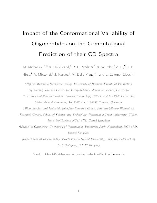 Impact of the Conformational Variability of Oligopeptides on the Computational Prediction of Their CD Spectra Thumbnail