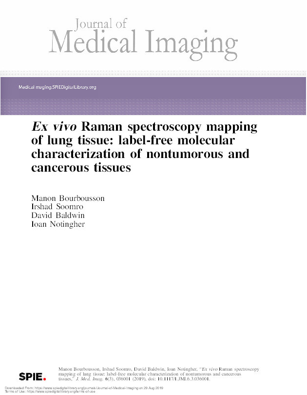 Ex-vivo Raman spectroscopy mapping of lung tissue: label-free molecular characterisation of non-tumorous and cancerous tissues Thumbnail