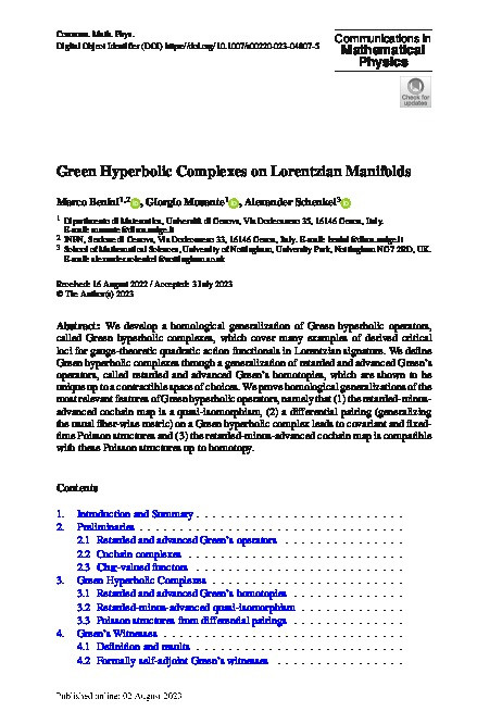 Green Hyperbolic Complexes on Lorentzian Manifolds Thumbnail