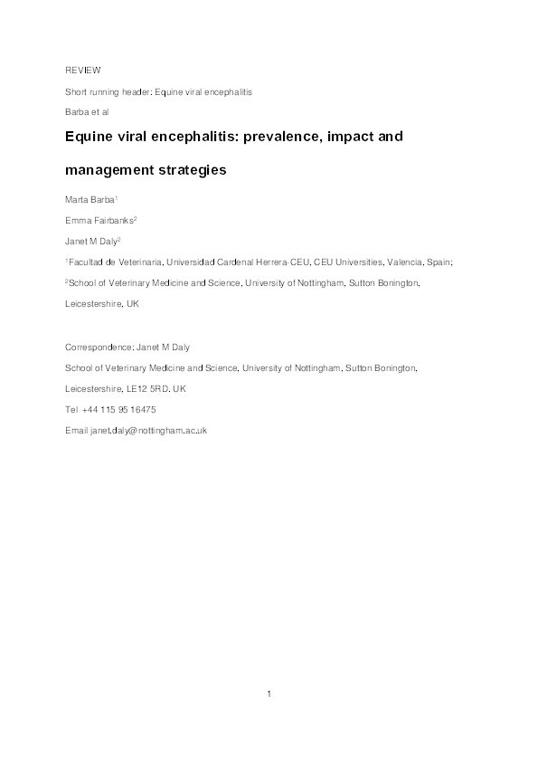 Equine viral encephalitis: prevalence, impact, and management strategies Thumbnail