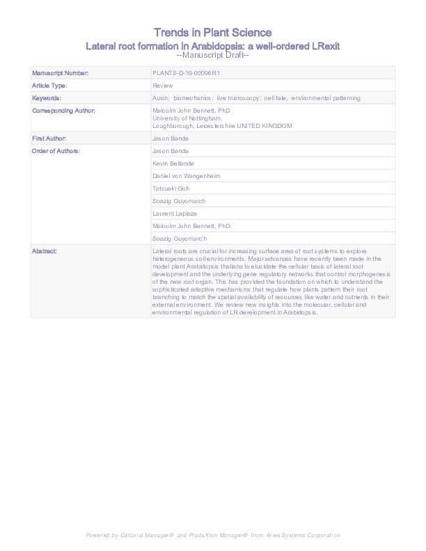 Lateral Root Formation in Arabidopsis: A Well-Ordered LRexit Thumbnail