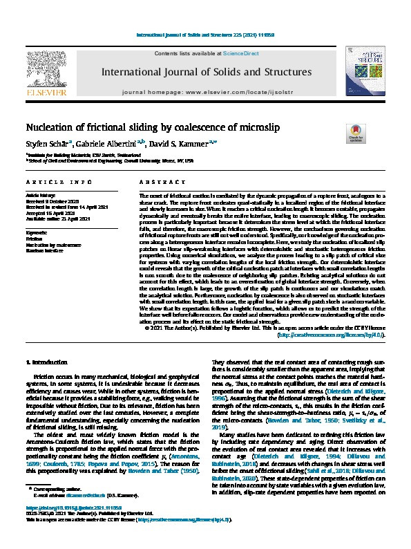 Nucleation of frictional sliding by coalescence of microslip Thumbnail