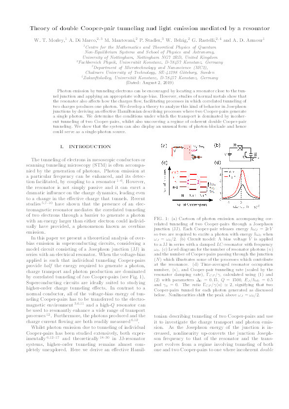 Theory of double Cooper-pair tunneling and light emission mediated by a resonator Thumbnail