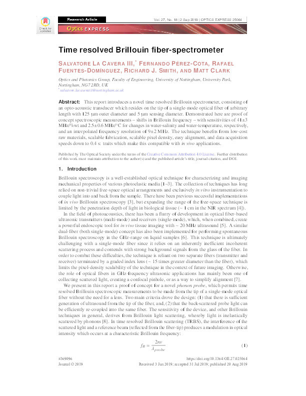 Time resolved Brillouin fiber-spectrometer Thumbnail