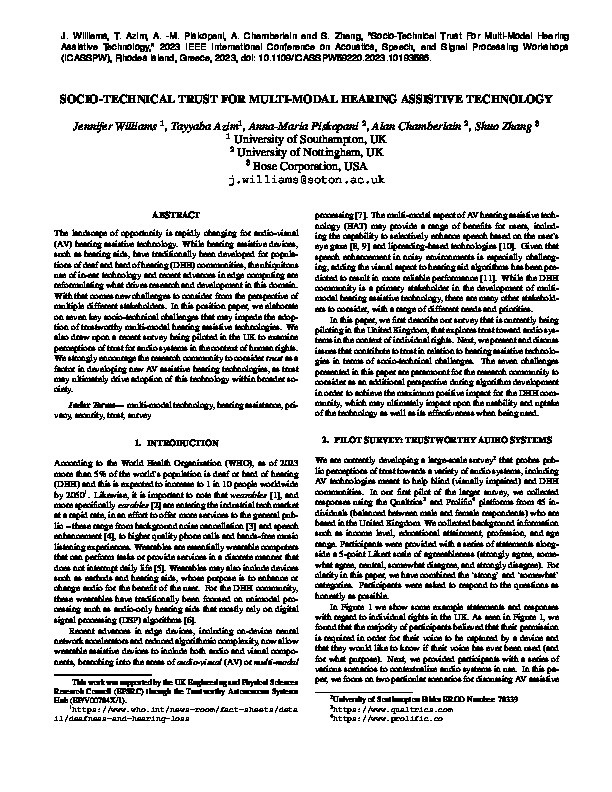 Socio-Technical Trust For Multi-Modal Hearing Assistive Technology Thumbnail