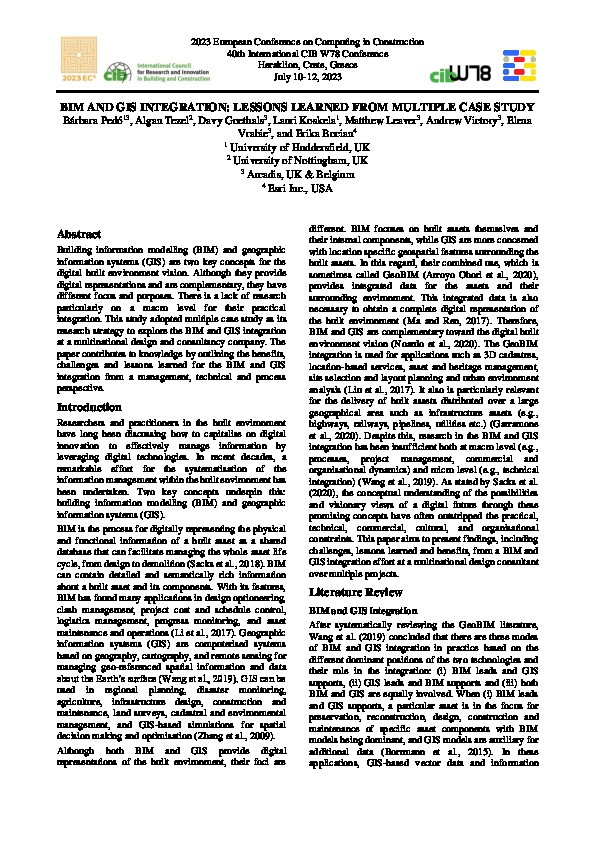 BIM and GIS integration: lessons learned from multiple case studies Thumbnail