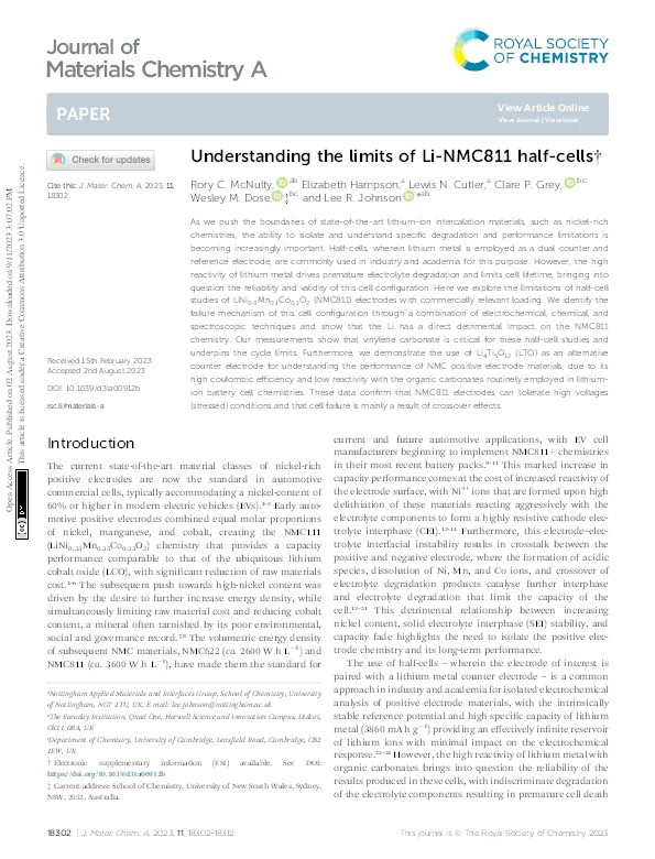 Understanding the limits of Li-NMC811 half-cells Thumbnail