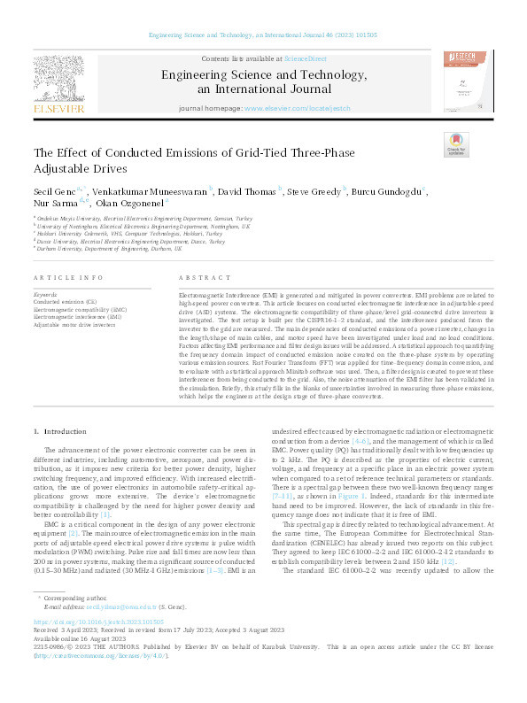 The effect of conducted emissions of Grid-Tied three-Phase adjustable drives Thumbnail