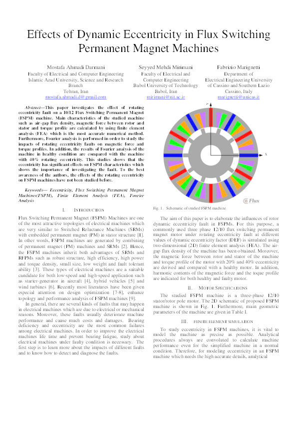 Effects of dynamic eccentricity in Flux Switching Permanent Magnet machines Thumbnail