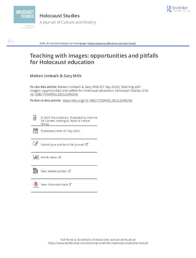 Teaching with images: opportunities and pitfalls for Holocaust education Thumbnail