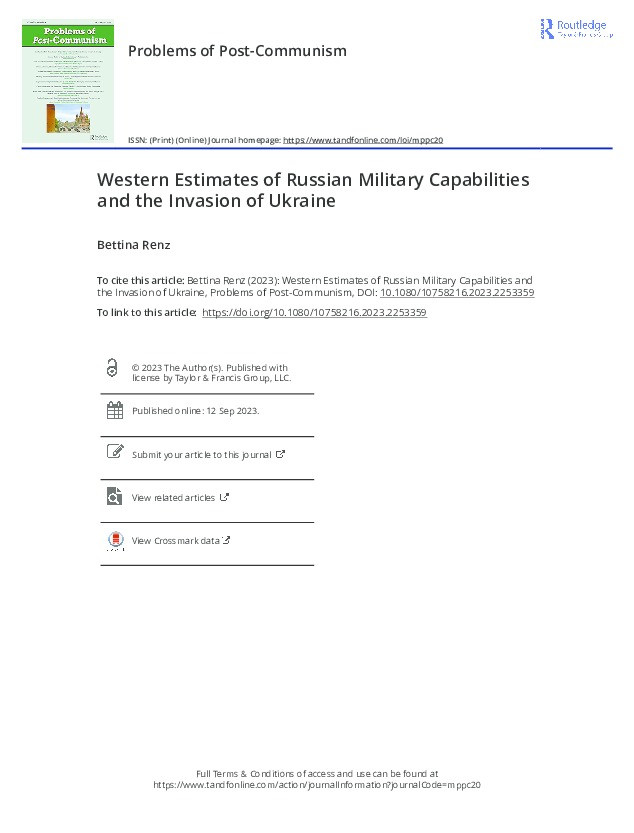 Western Estimates of Russian Military Capabilities and the Invasion of Ukraine Thumbnail