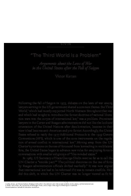 'The Third World is a Problem”: Arguments about the Laws of War in the United States after the Fall of Saigon Thumbnail