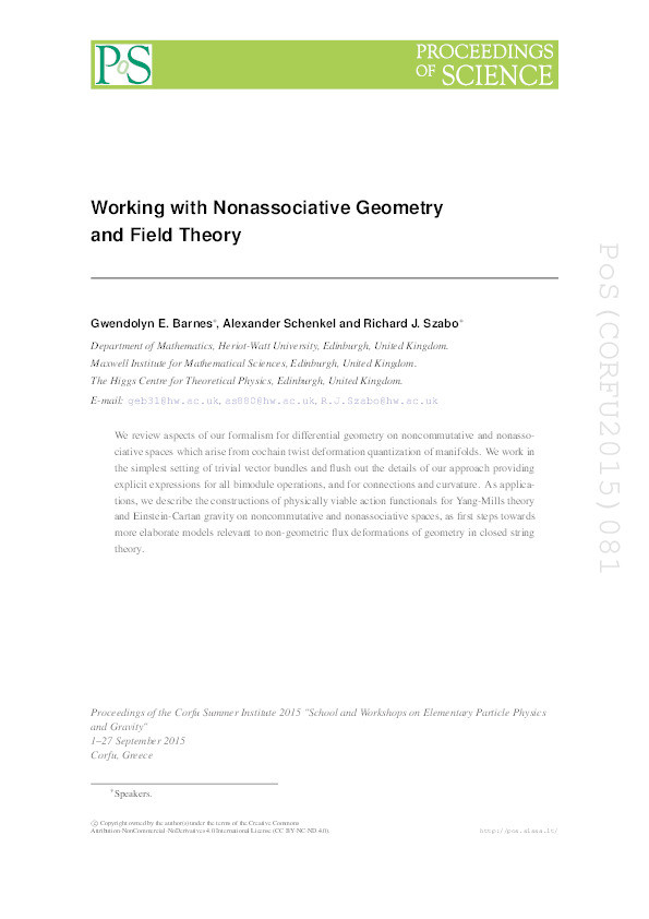 Working with Nonassociative Geometry and Field Theory Thumbnail