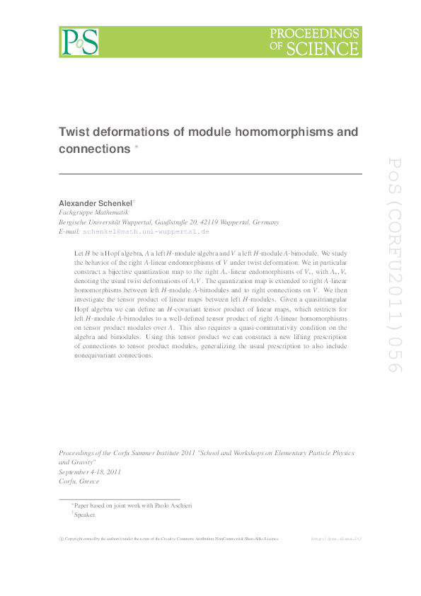 Twist deformations of module homomorphisms and connections Thumbnail