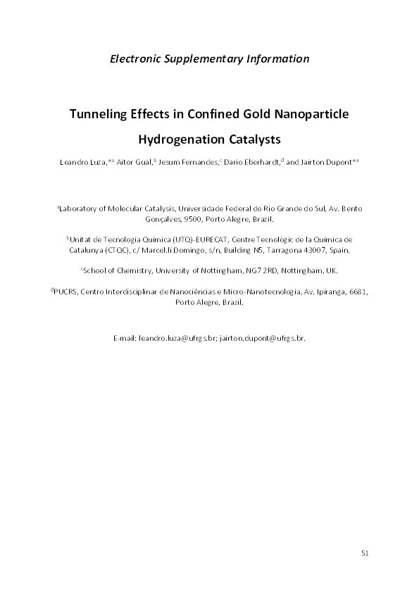 Tunneling effects in confined gold nanoparticle hydrogenation catalysts Thumbnail