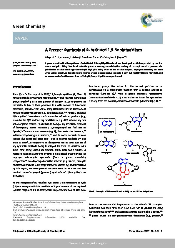 A mild synthesis of substituted 1,8-naphthyridines Thumbnail