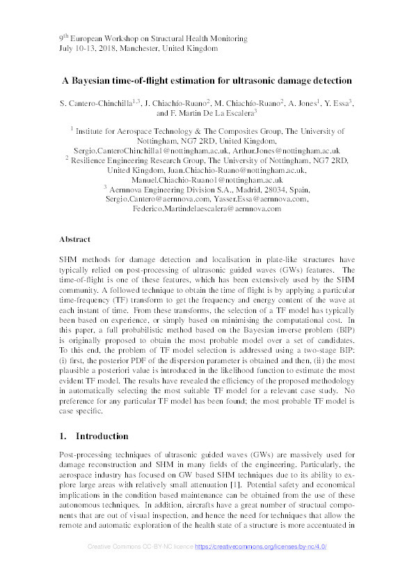 A Bayesian time-of-flight estimation for ultrasonic damage detection Thumbnail