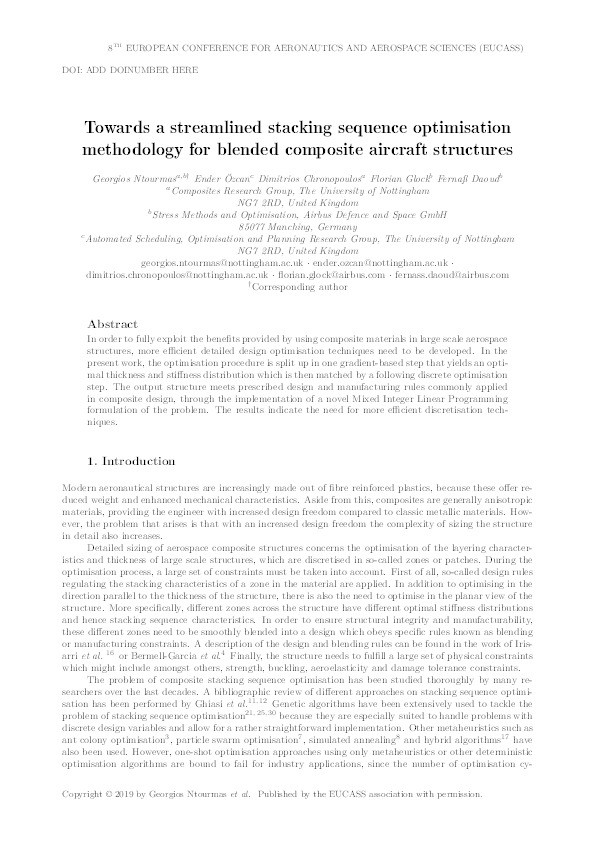 Towards a streamlined stacking sequence optimisation methodology for blended composite aircraft structures Thumbnail