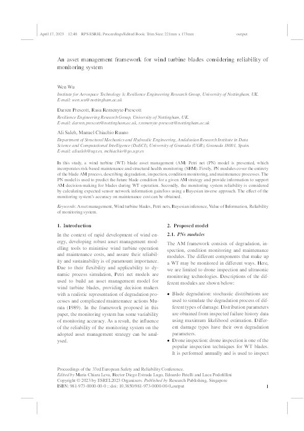 An asset management framework for wind turbine blades considering reliability of monitoring system Thumbnail