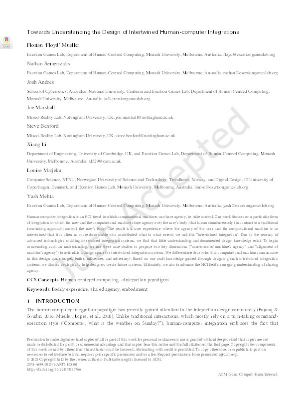 Toward Understanding the Design of Intertwined Human–Computer Integrations Thumbnail