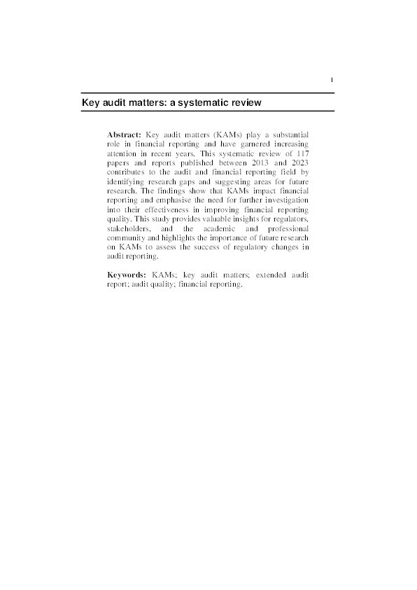 Key audit matters: a systematic review Thumbnail