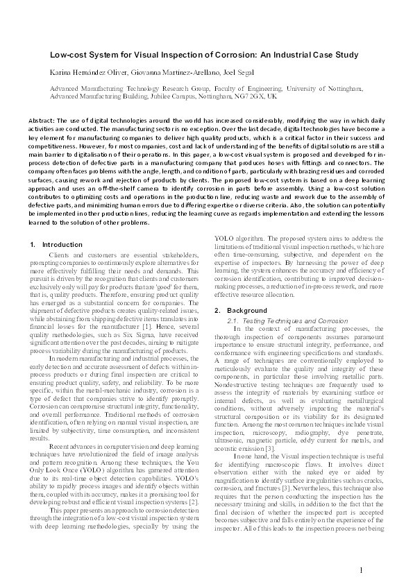 Low-cost System for Visual Inspection of Corrosion: An Industrial Case Study Thumbnail