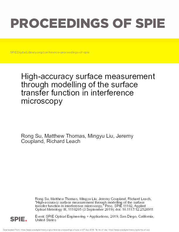 High-accuracy surface measurement through modelling of the surface transfer function in interference microscopy Thumbnail