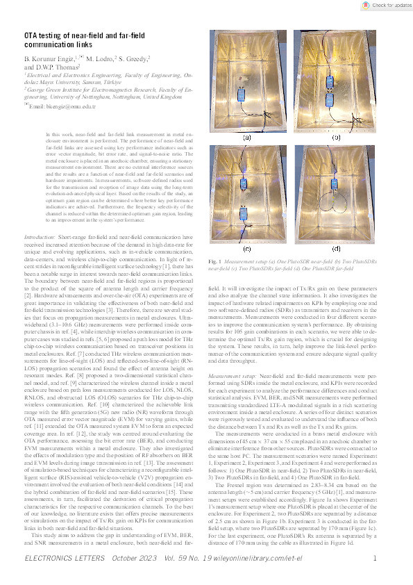 OTA testing of near‐field and far‐field communication links Thumbnail