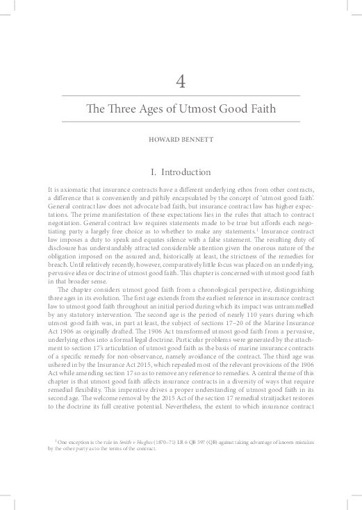 The Three Ages of Utmost Good Faith Thumbnail