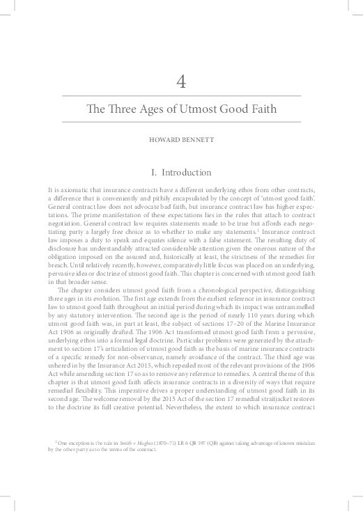 The Three Ages of Utmost Good Faith Thumbnail