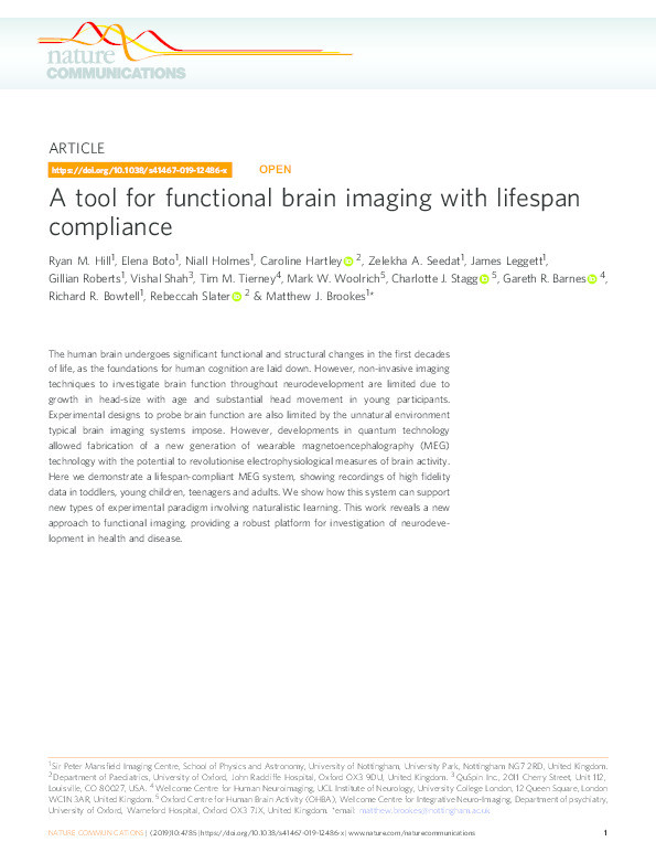 A tool for functional brain imaging with lifespan compliance Thumbnail