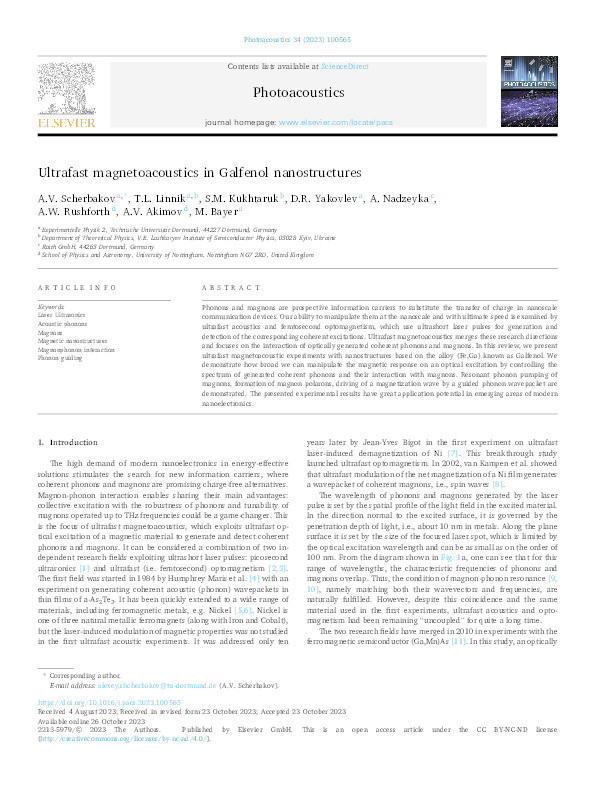 Ultrafast magnetoacoustics in Galfenol nanostructures Thumbnail