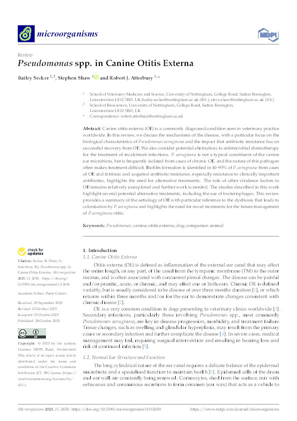 Pseudomonas spp. in Canine Otitis Externa Thumbnail