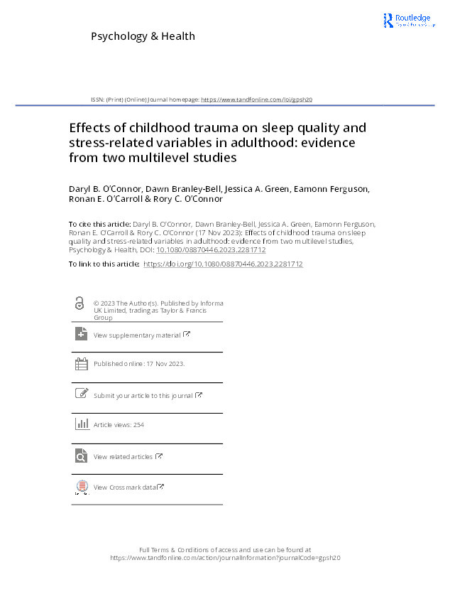 Effects of childhood trauma on sleep quality and stress-related variables in adulthood: evidence from two multilevel studies Thumbnail