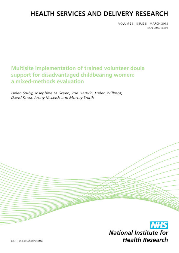 Multisite implementation of trained volunteer doula support for disadvantaged childbearing women: a mixed-methods evaluation Thumbnail