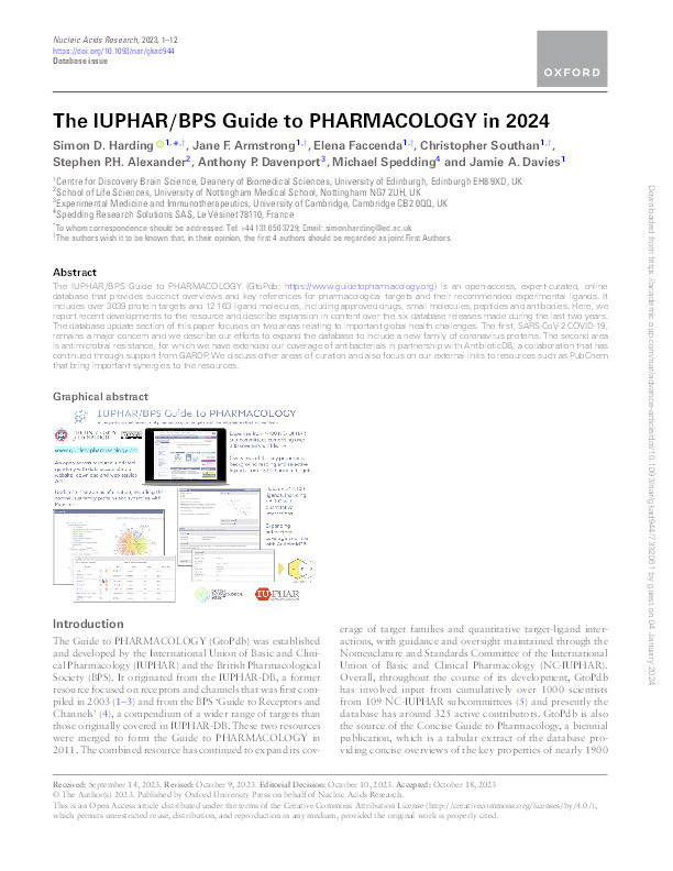 The IUPHAR/BPS Guide to PHARMACOLOGY in 2024 Thumbnail