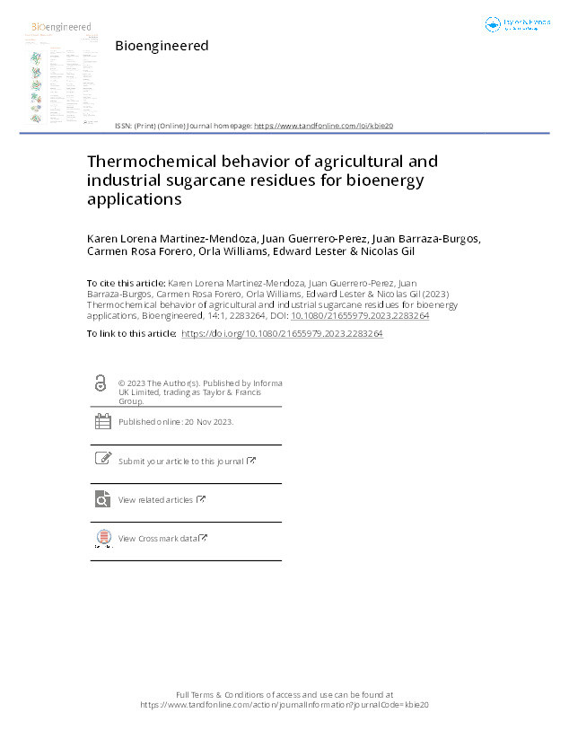 Thermochemical behavior of agricultural and industrial sugarcane residues for bioenergy applications Thumbnail