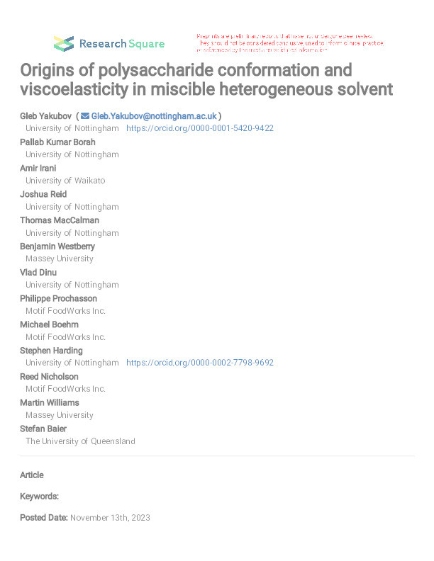 Origins of polysaccharide conformation and viscoelasticity in miscible heterogeneous solvent Thumbnail