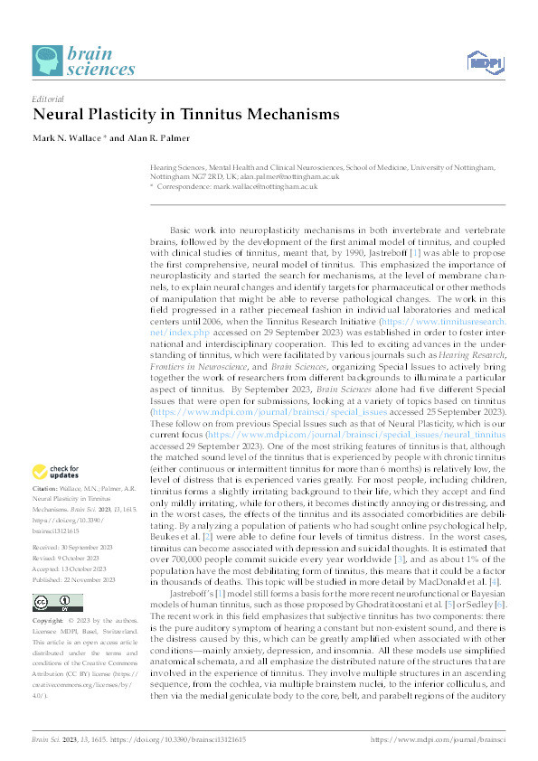 Neural Plasticity in Tinnitus Mechanisms Thumbnail