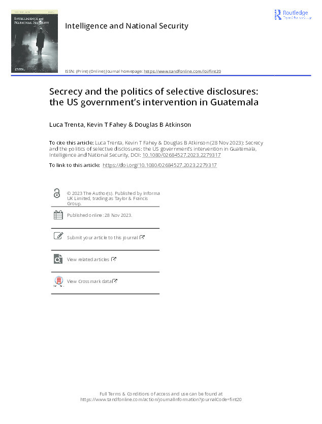 Secrecy and the politics of selective disclosures: the US government's intervention in Guatemala Thumbnail