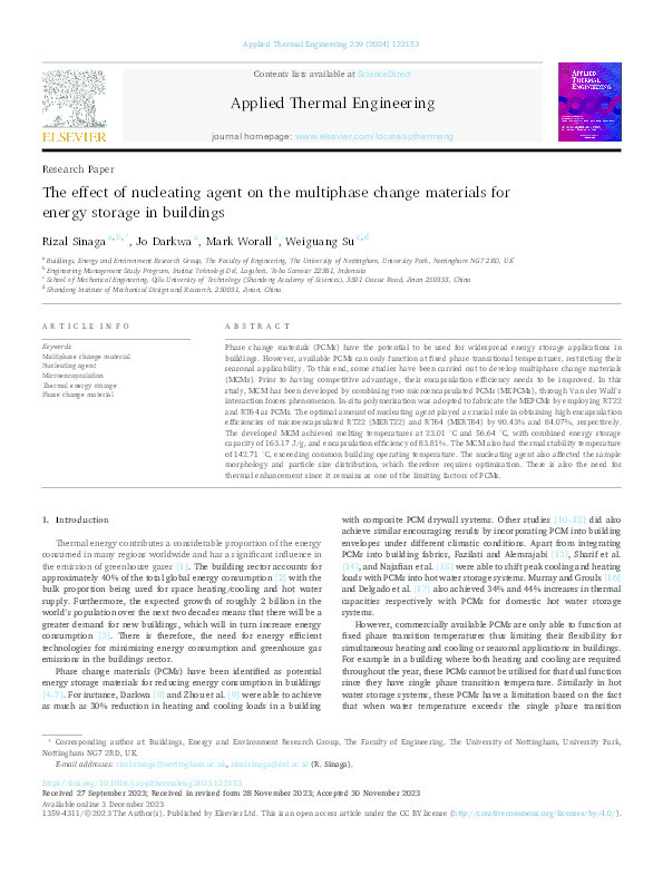 The effect of nucleating agent on the multiphase change materials for energy storage in buildings Thumbnail