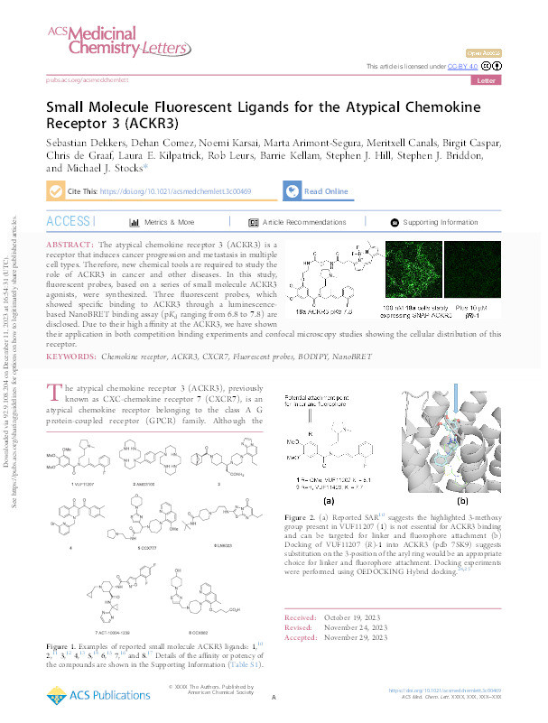 Small Molecule Fluorescent Ligands for the Atypical Chemokine Receptor 3 (ACKR3) Thumbnail