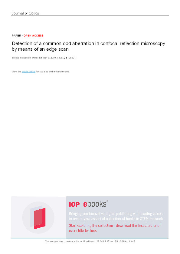 Detection of a common odd aberration in confocal reflection microscopy by means of an edge scan Thumbnail