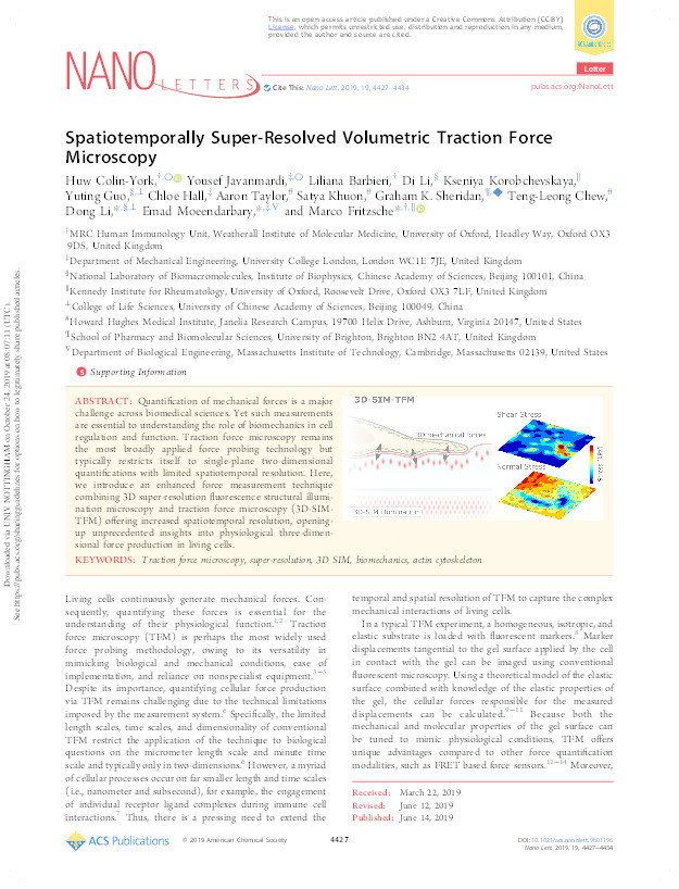 Spatiotemporally Super-Resolved Volumetric Traction Force Microscopy Thumbnail