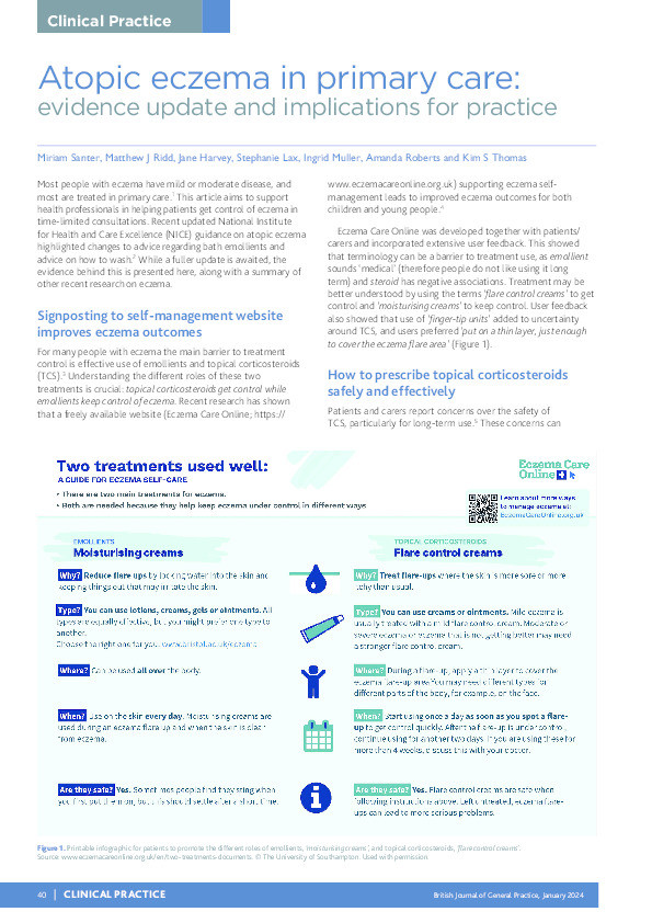 Atopic eczema in primary care: evidence update and implications for practice Thumbnail