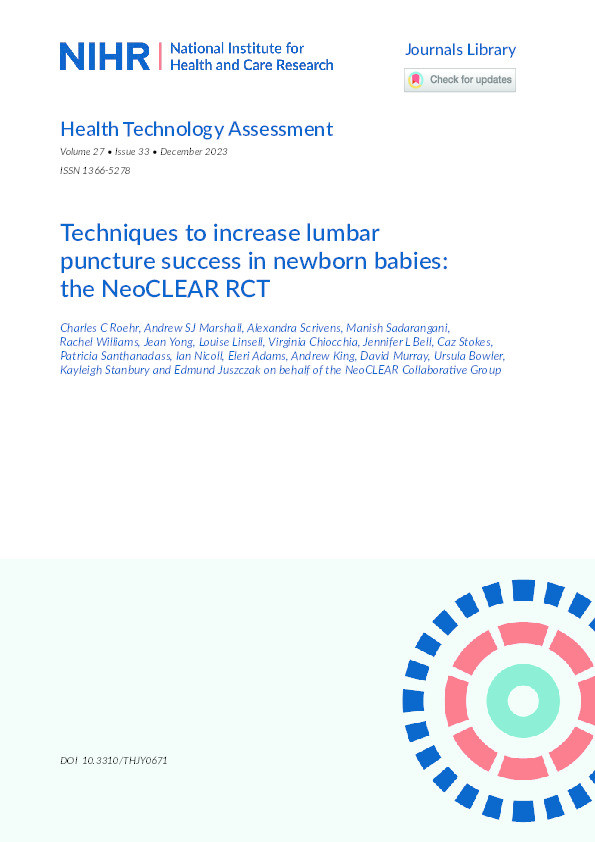 Techniques to increase lumbar puncture success in newborn babies: the NeoCLEAR RCT Thumbnail