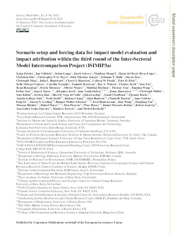 Scenario setup and forcing data for impact model evaluation and impact attribution within the third round of the Inter-Sectoral Model Intercomparison Project (ISIMIP3a) Thumbnail