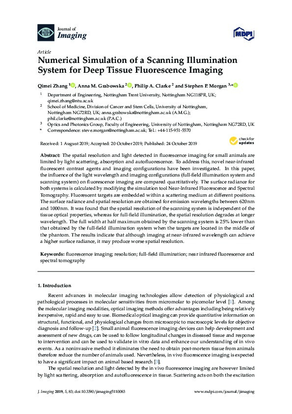 Numerical Simulation of a Scanning Illumination System for Deep Tissue Fluorescence Imaging Thumbnail