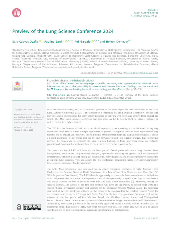 Preview of the Lung Science Conference 2024 Thumbnail